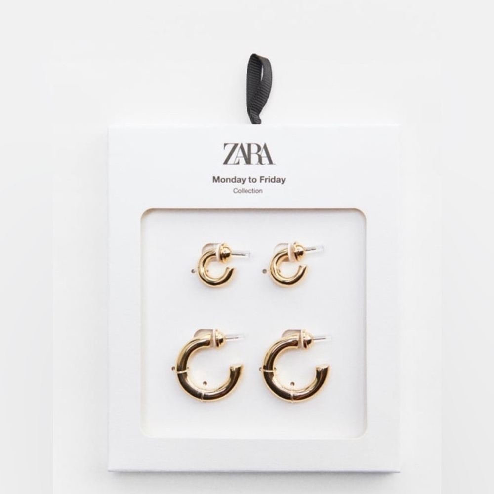 Zara Gold Pack of Hoop Earrings NWT